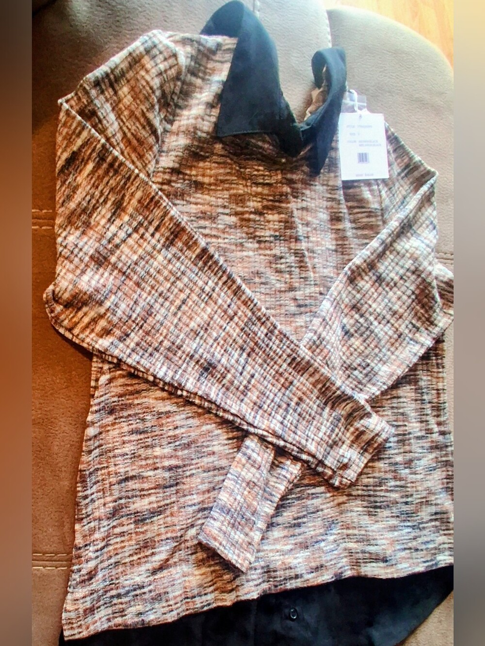 NWT Ladies Sweater, Brown, black, Sz S, MSRP $48